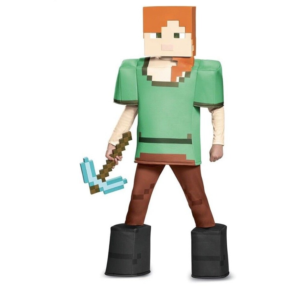 Minecraft Alex Prestige Child Costume + Axe Size 4-6 Years BRAND NEW RARE